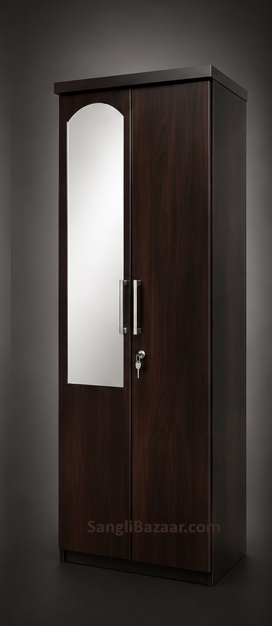 2'6"6'Premium Light Brown Particle Board Wardrobe with Mirror